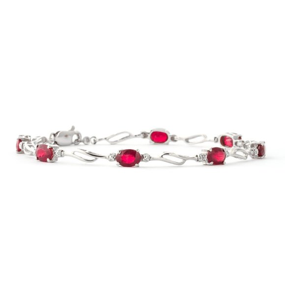 14K GOLD TENNIS BRACELET WITH RUBIES & DIAMONDS - Picture 6 of 9